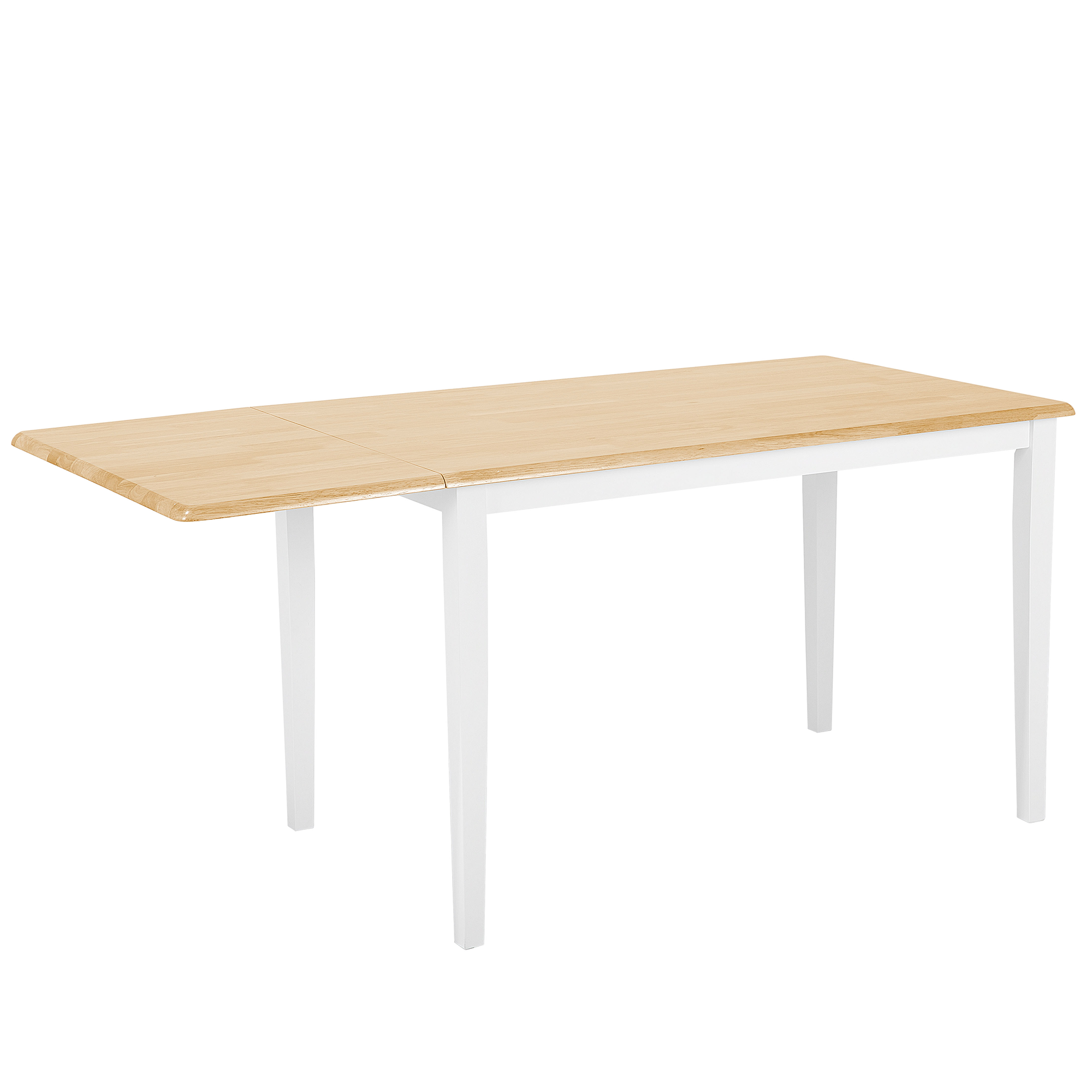 ESSZIMMERTISCH 120-160/75/74 cm Weiß, Hellbraun Rechteckig Louisiana - Weiß, Holz (160/75/74cm) - Beliani