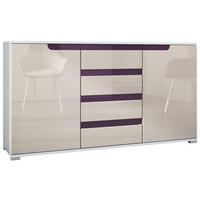 SIDEBOARD Sylt Sandgrau Hochglanz / Brombeer Hochglanz - Sandfarben/Lila, Holzwerkstoff (138.5/75.5/35cm) - Vladon