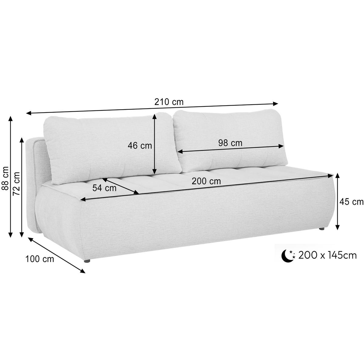 SCHLAFOSOFA Doris mit Schlaffunktion und Bettkasten, DL-System, Hellbeige - Beige, Textil (210/88/100cm) - Beautysofa