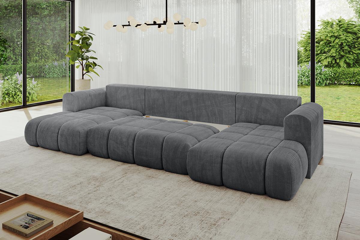 WOHNLANDSCHAFT CLOUD-U 405x185x90 Dunkelgrau Cord - Dunkelgrau, Holzwerkstoff/Kunststoff (405/90/185cm) - ALTDECOR