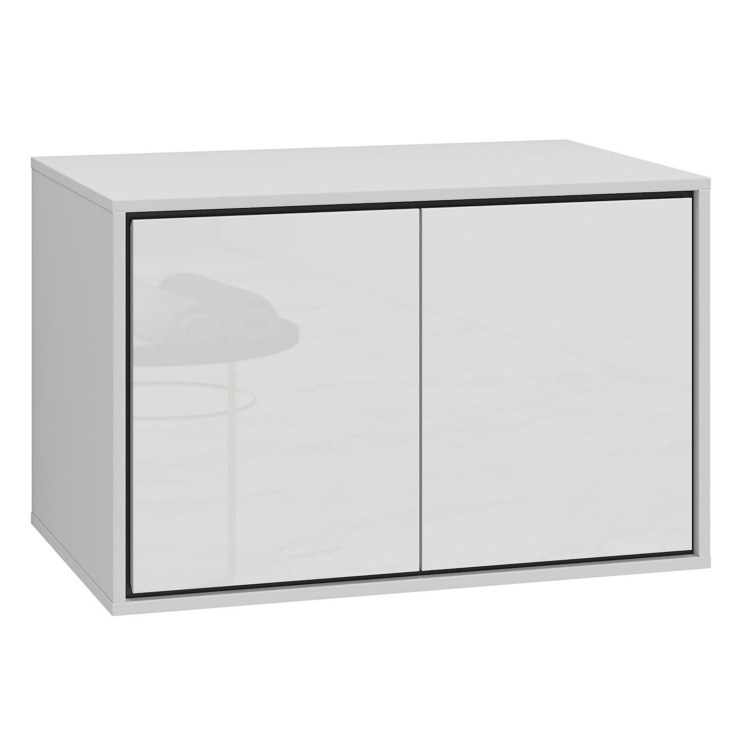 WASCHBECKENUNTERSCHRANK Capri 2 Schubladen Weiß Hochglanz - 78 x 48 x 51 cm - Weiß, Holz (78/51/48cm) - Badplaats