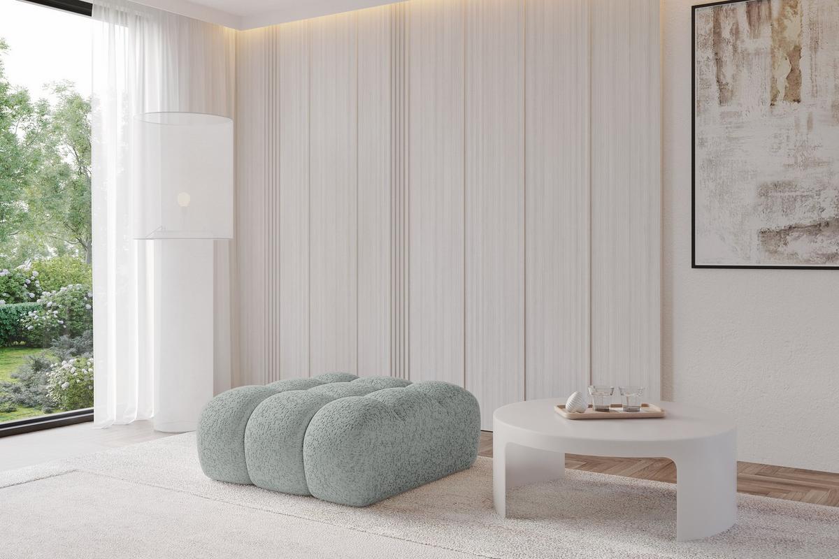 POUF OLEA-PUF 91x87x44 cm Grün Velours Modular Sitzhocker - Schwarz/Mintgrün, Holzwerkstoff/Kunststoff (91/44/87cm) - ALTDECOR