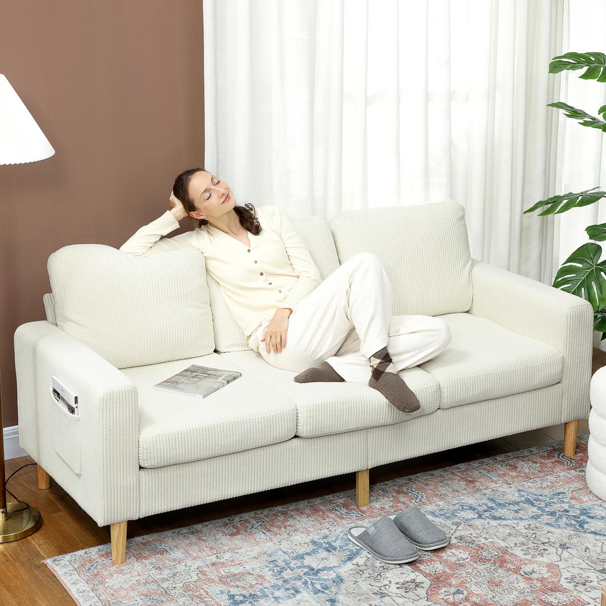 SOFA Oryvith 192/80/85cm - Beige, Textil (80/85/192cm) - ZMH