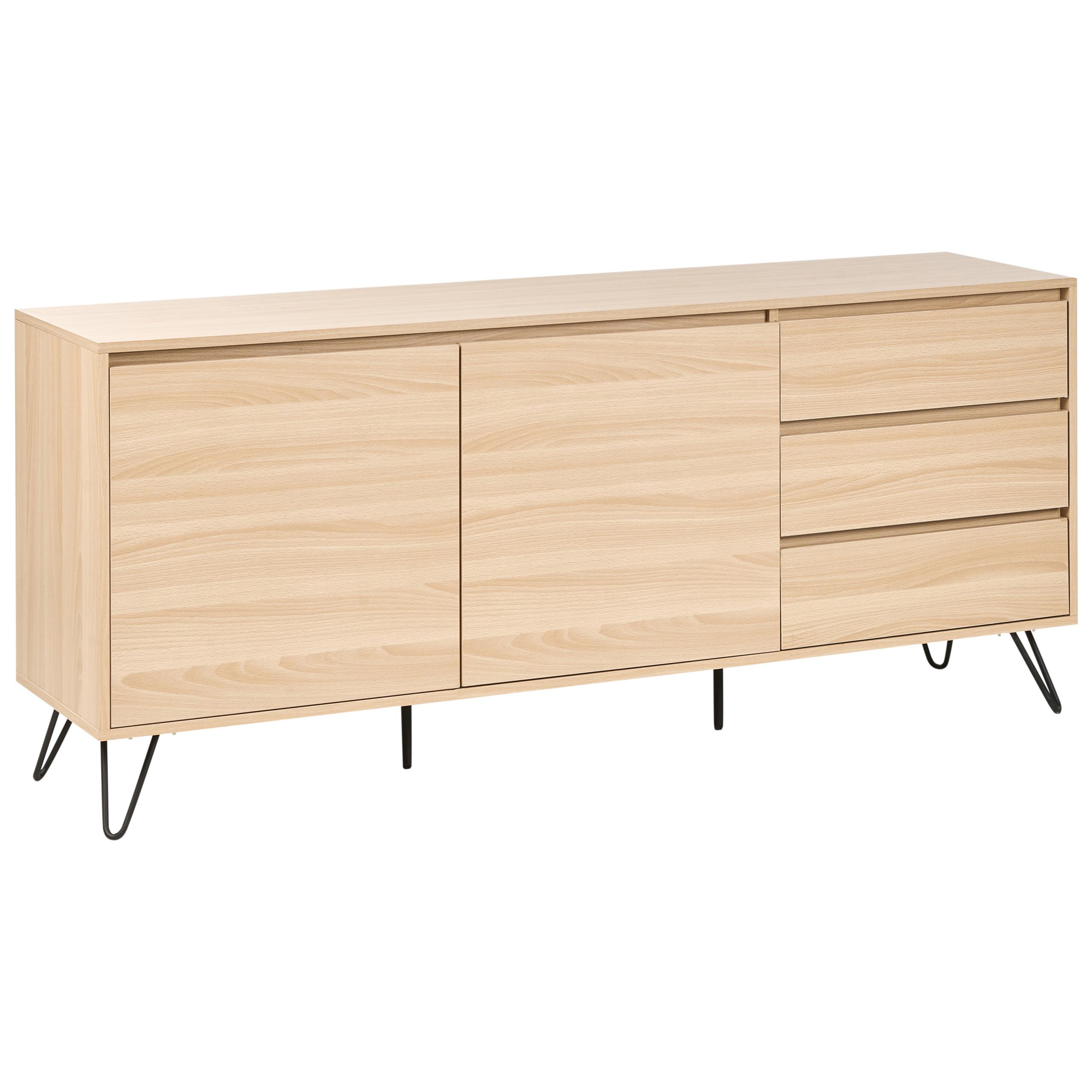 SIDEBOARD mit 2 Türen Hellbraun Cardigan - Hellbraun, Holzwerkstoff (160/70/40cm) - Beliani