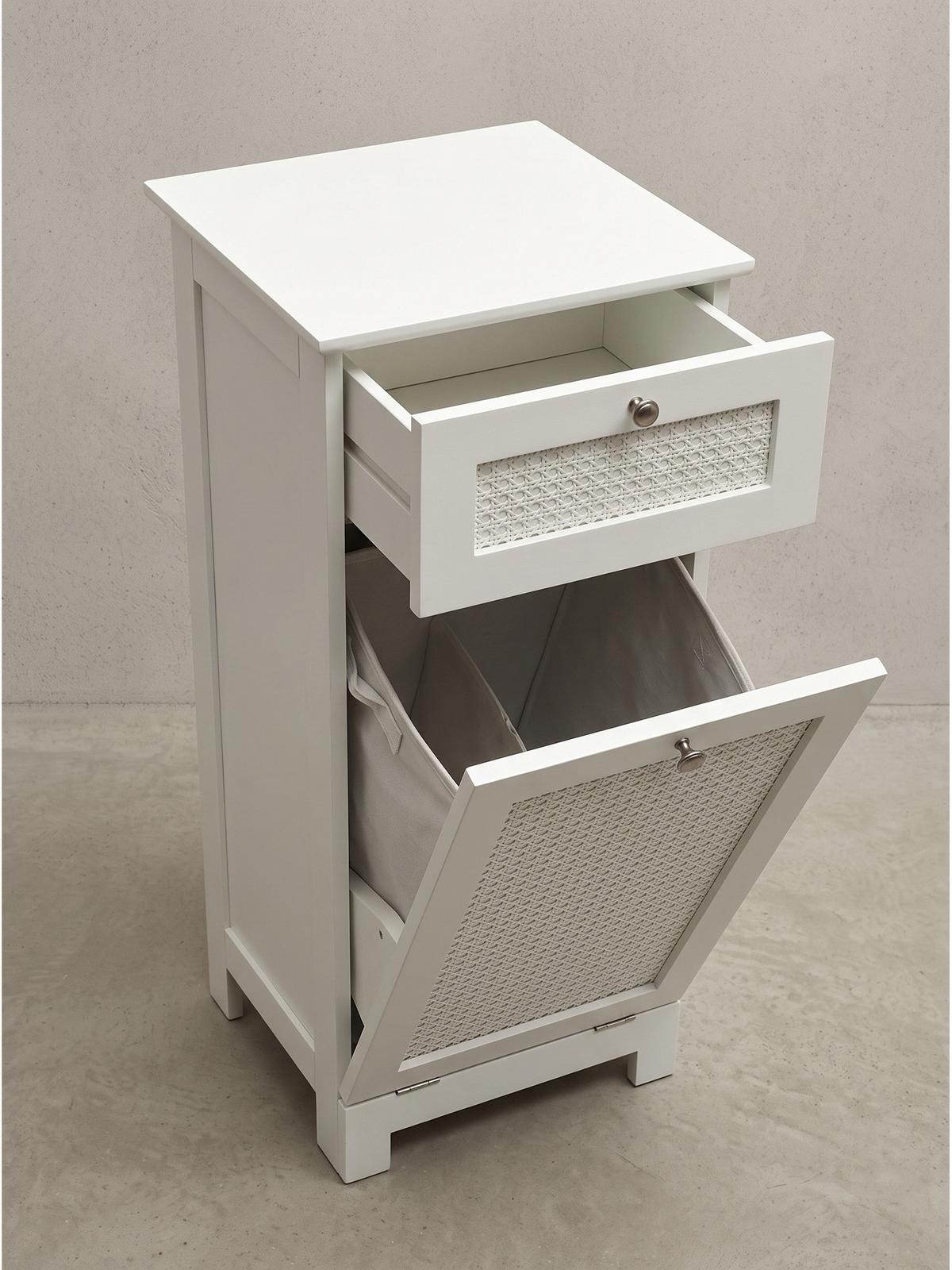 WÄSCHESCHRANK ADOUR, MDF, Weiß, 38 x 40 x 90 cm - Weiß, Holzwerkstoff/Metall (38/90/40cm) - KADIMA DESIGN