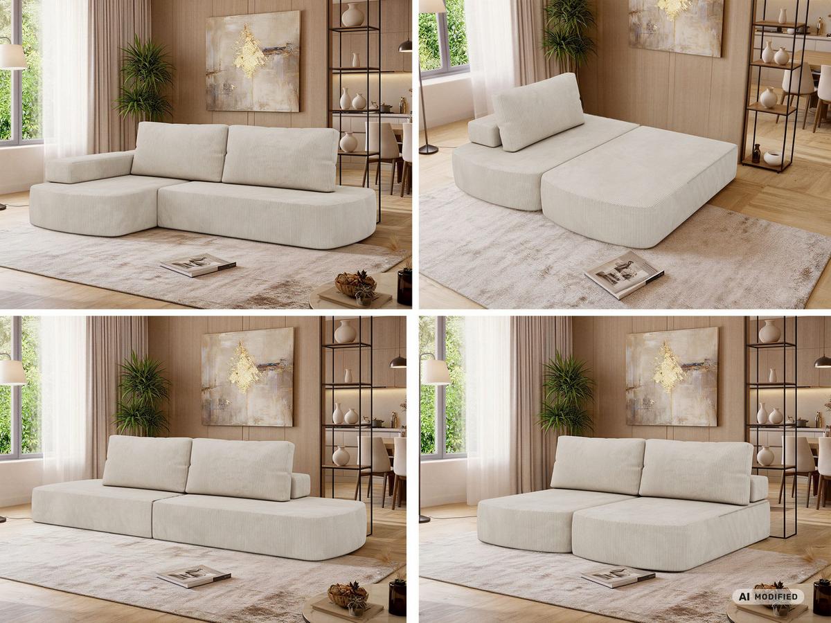 ECKSOFA LIRENA L Cord Creme - Links - Creme, Textil (160/260cm) - MKS