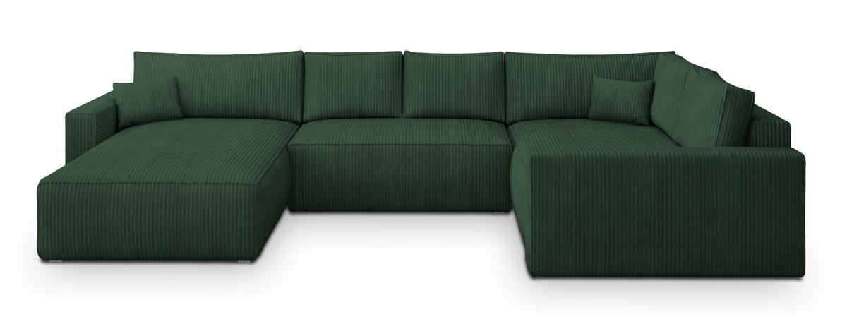 WOHNLANDSCHAFT VELAMI R-S Grün Kordstoff mit Schlaffunktion - Grün, Holz (365/83/194cm) - MASSENO