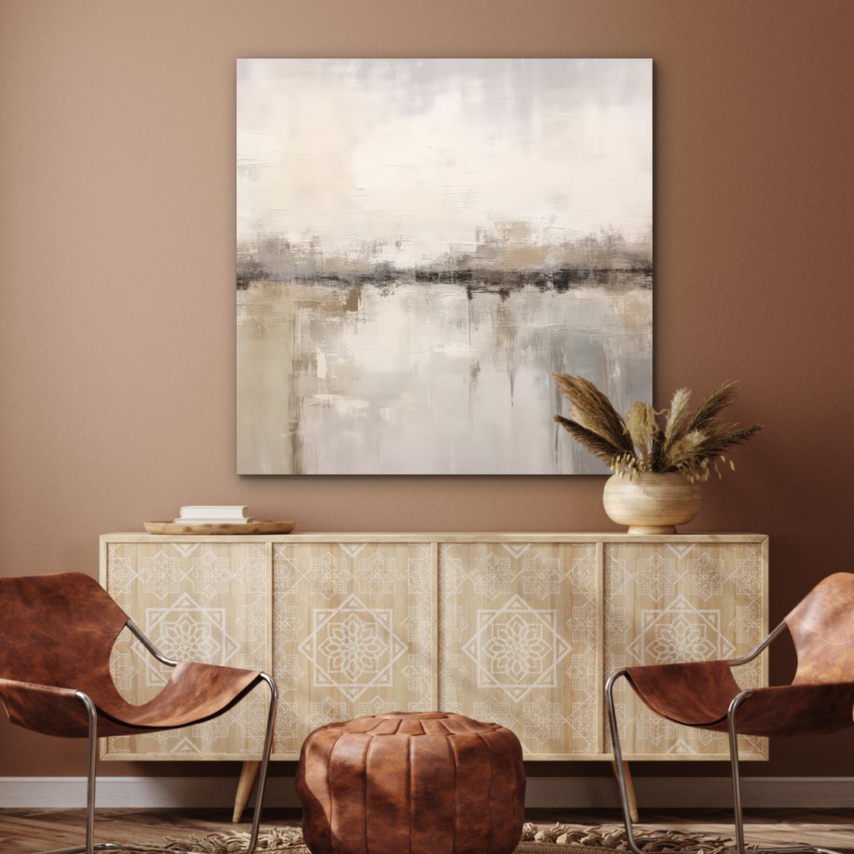 METALLBILD Moderne Kunst - Abstrakt - Beige 90x90 cm - Beige, Metall (90/90cm) - MuchoWow
