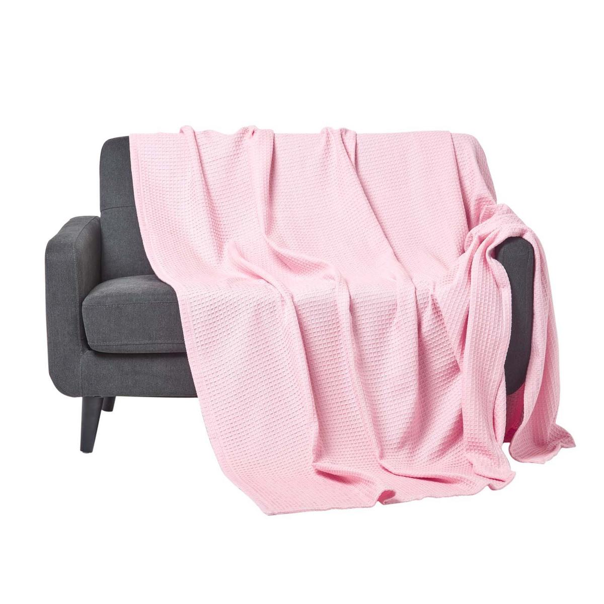 BIO-WOHNDECKE Waffelpiqué 230/280 cm - Rosa, Textil (280/230cm) - Homescapes