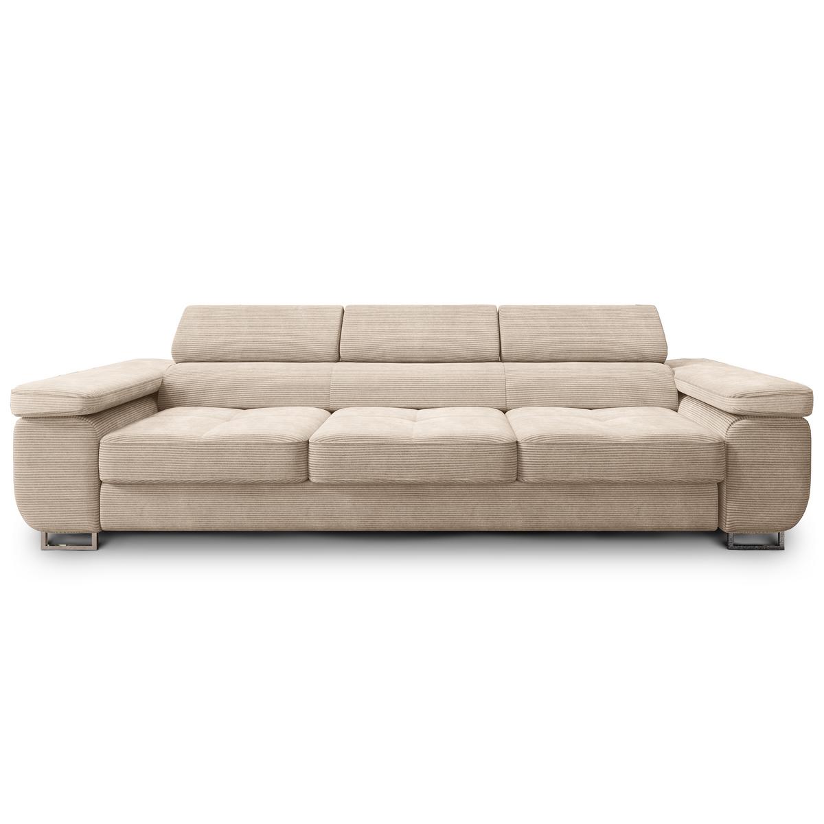 BETTSOFA MOSINE Creme Kordstoff mit Schlaffunktion - Creme, Textil (281/87/98cm) - MASSENO