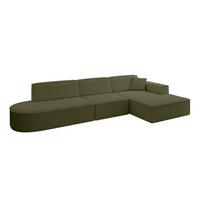 ECKSOFA Ottomane Rechts IREA-L2-v4 - 327x165x77 cm Grün - Platinfarben, Holzwerkstoff/Textil (327/165cm) - ALTDECOR