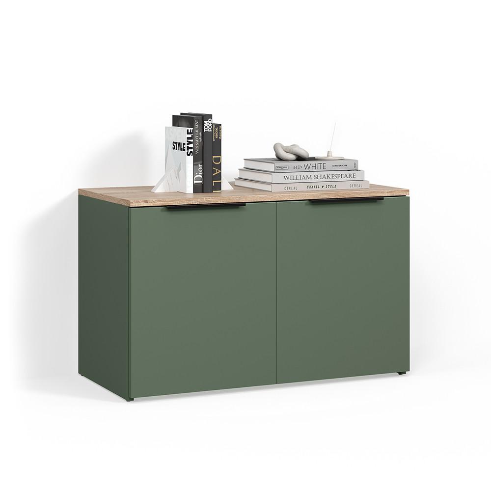 KOMMODE Piave Grün mit 2 Türen - Grün, Holzwerkstoff (80/50/40cm) - Livinity®