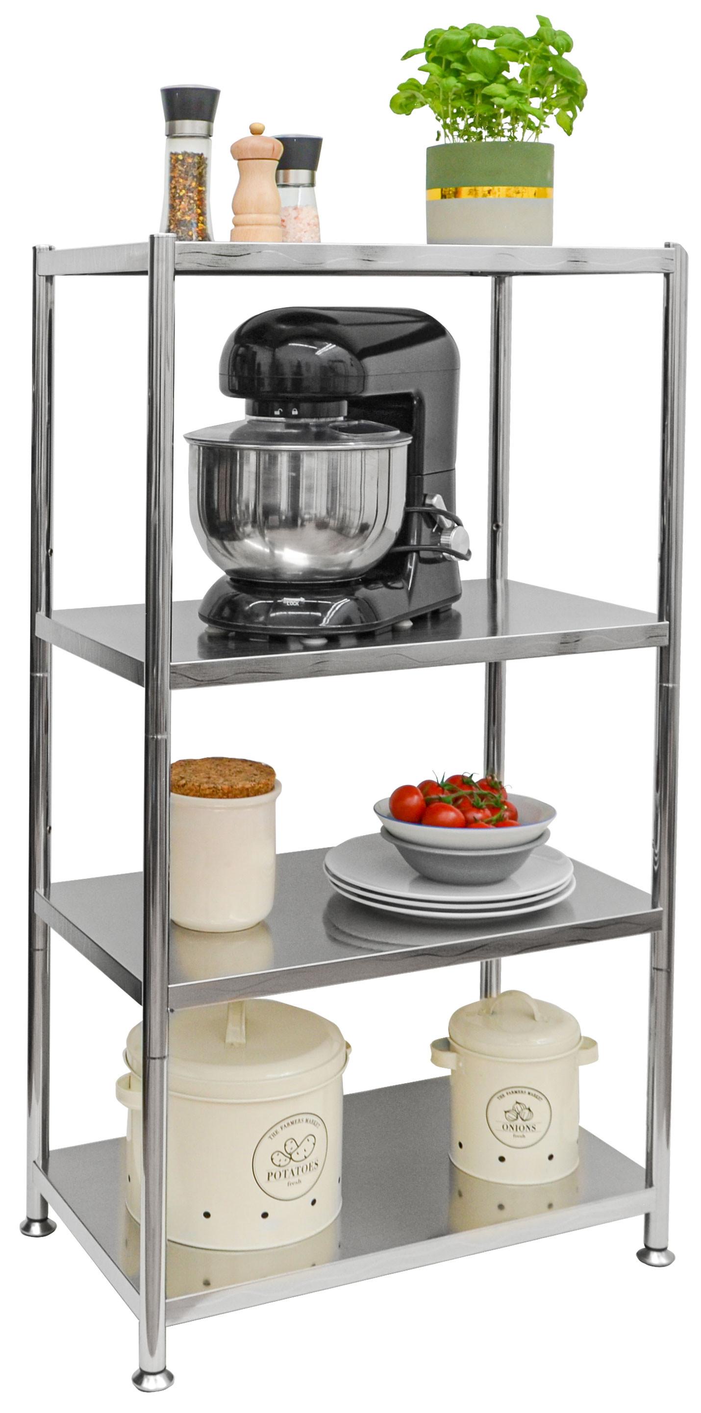 EDELSTAHL-REGAL 61x36x113 cm bis 60kg inkl. 4 Ebenen - Grau, Metall (36/113/61cm) - shelfr