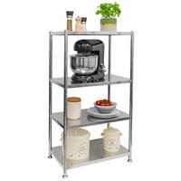 EDELSTAHL-REGAL 61x36x113 cm bis 60kg inkl. 4 Ebenen - Grau, Metall (36/113/61cm) - shelfr