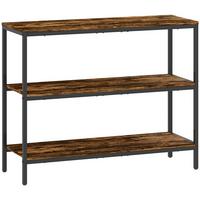 KONSOLENTISCH Spanplatte Metall Rustikal-Braun - Schwarz/Braun, Holzwerkstoff/Metall (101/35/80cm) - HOMCOM