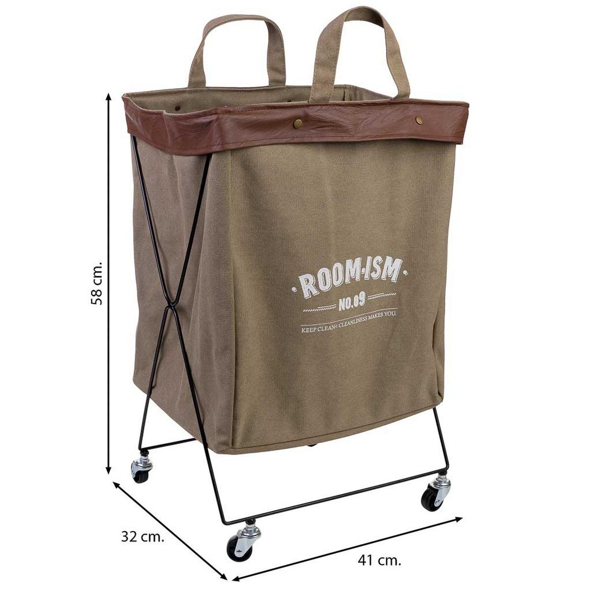 WÄSCHEKORB aus metall 41x32x58cm - Braun, Textil (43/60/34cm) - Wanderlust