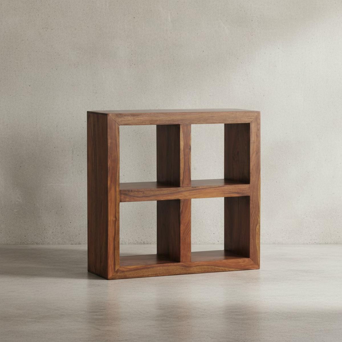 STANDREGAL – Naturholz, Massiv, 4 Fächer, 82x82x34 cm - Braun, Holz (82/82/34cm) - KADIMA DESIGN