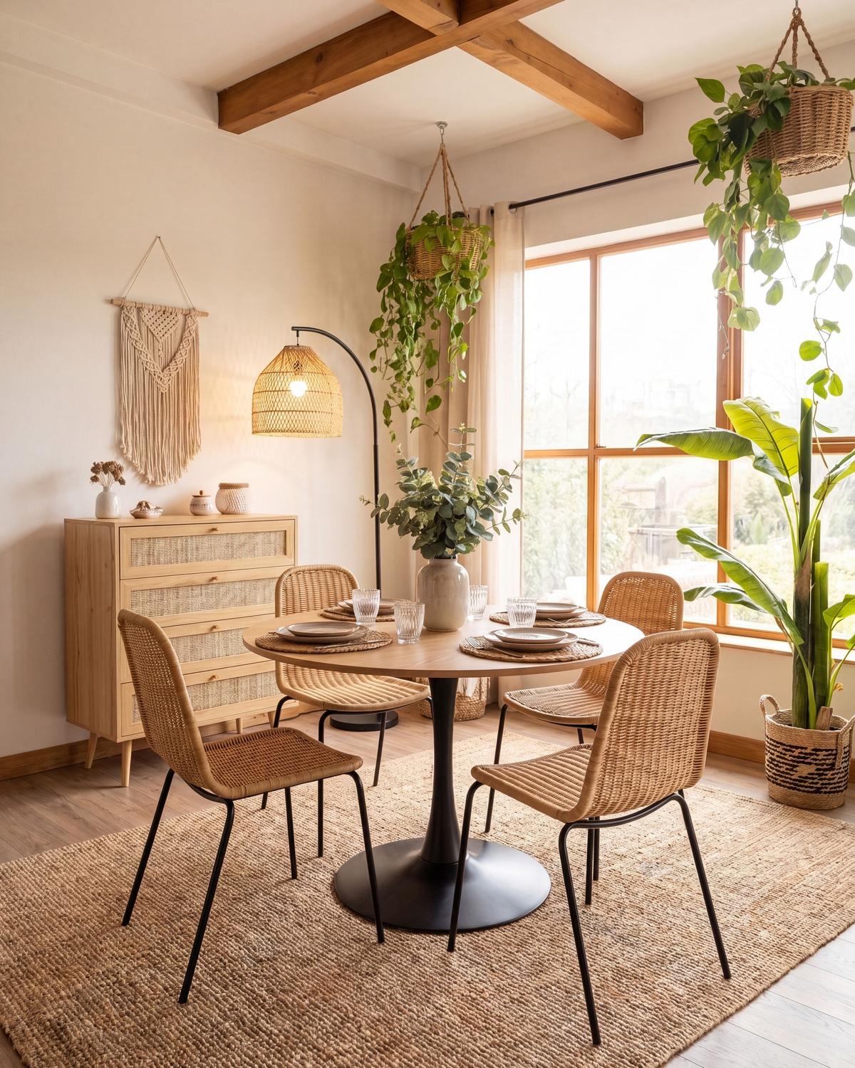 ESSZIMMERSTUHL 2er Set Rattan Naturfarben Roxton - Naturfarben, Naturmaterialen (56/85/54cm) - Beliani