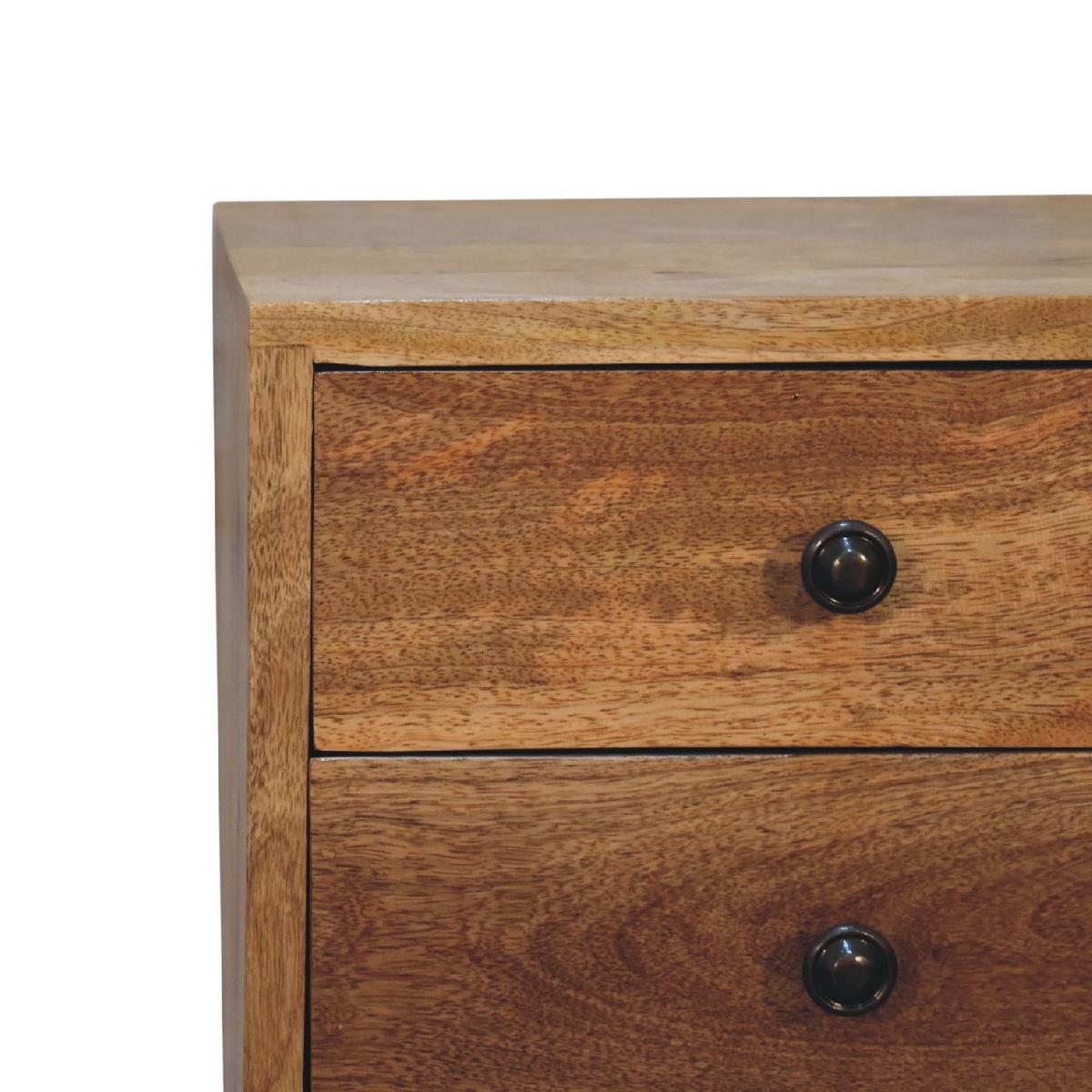 NACHTKASTEN Mini Eichenoptik, 2 Schubladen, Beige - Beige/Messingfarben, Holz/Metall (30/57/30cm) - Artisan Furniture