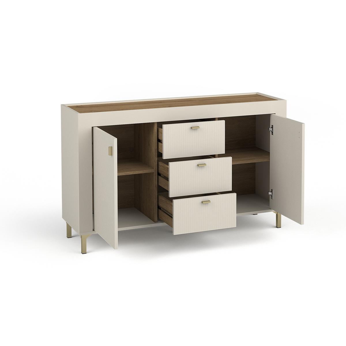 KOMMODE Monta mit 2 Türen und 3 Schubladen, Kaschmir - Kaschmir, Holzwerkstoff (137/84/40cm) - Beautysofa