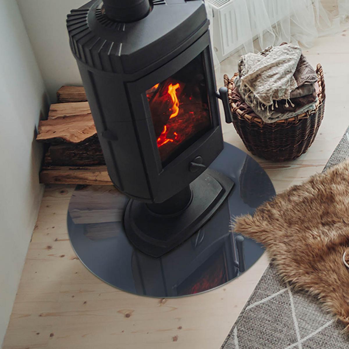 GLASPLATTE für Kamin Ø 60 cm - Dunkelblau, Glas (60/60/0.4cm) - TULUP