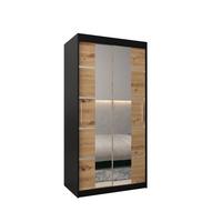 SCHWEBETÜRENSCHRANK 200/100/62 2-türig - Silberfarben/Schwarz, Holz/Kunststoff (100/200/62cm) - MÖBEL KRYSPOL