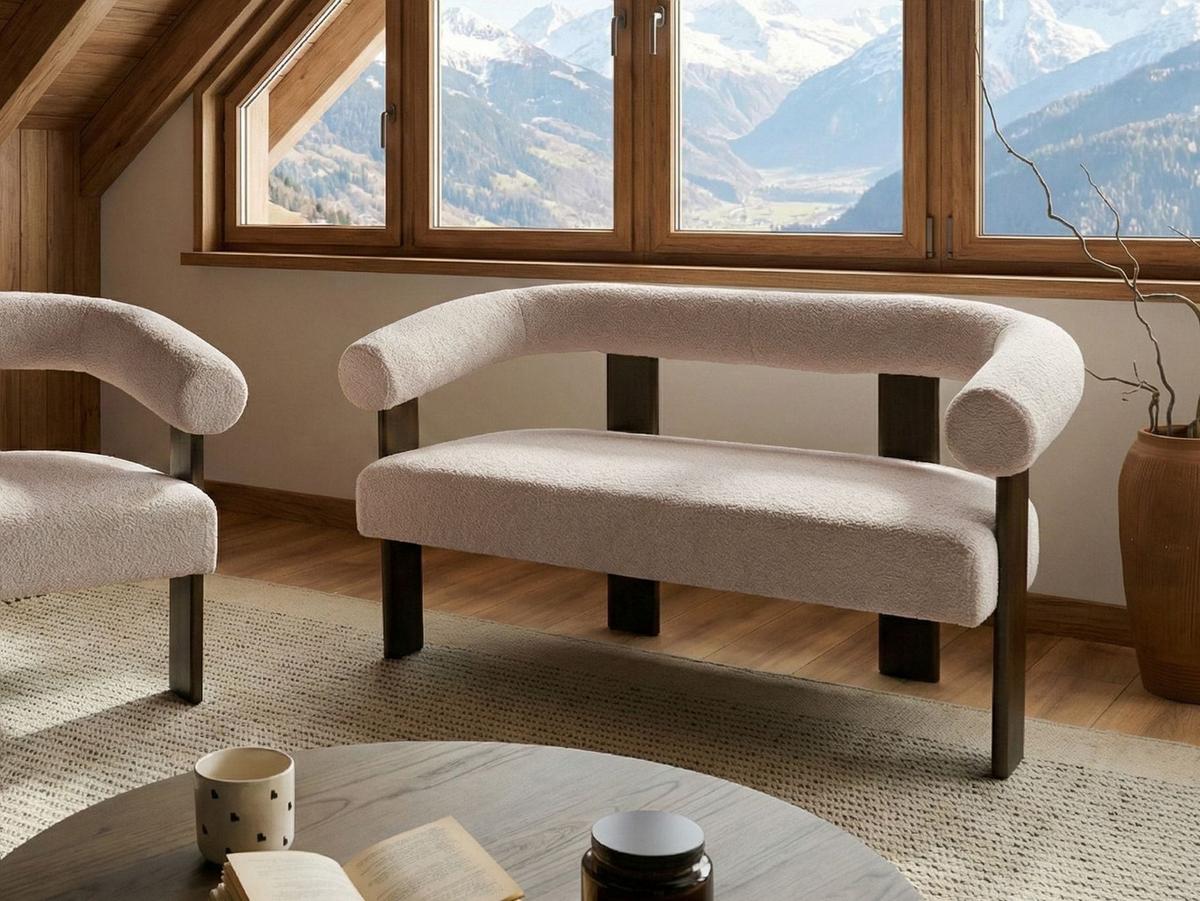 2-SITZER-SOFA Bouclé Dunkelbraun/Beige Ilbro - Beige, Textil (138/76/68cm) - Beliani