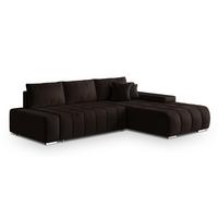 ECKSOFA ALESE R-S Braun Velours-Stoff mit Schlaffunktion - Silberfarben/Braun, Holz/Textil (265/185cm) - MASSENO
