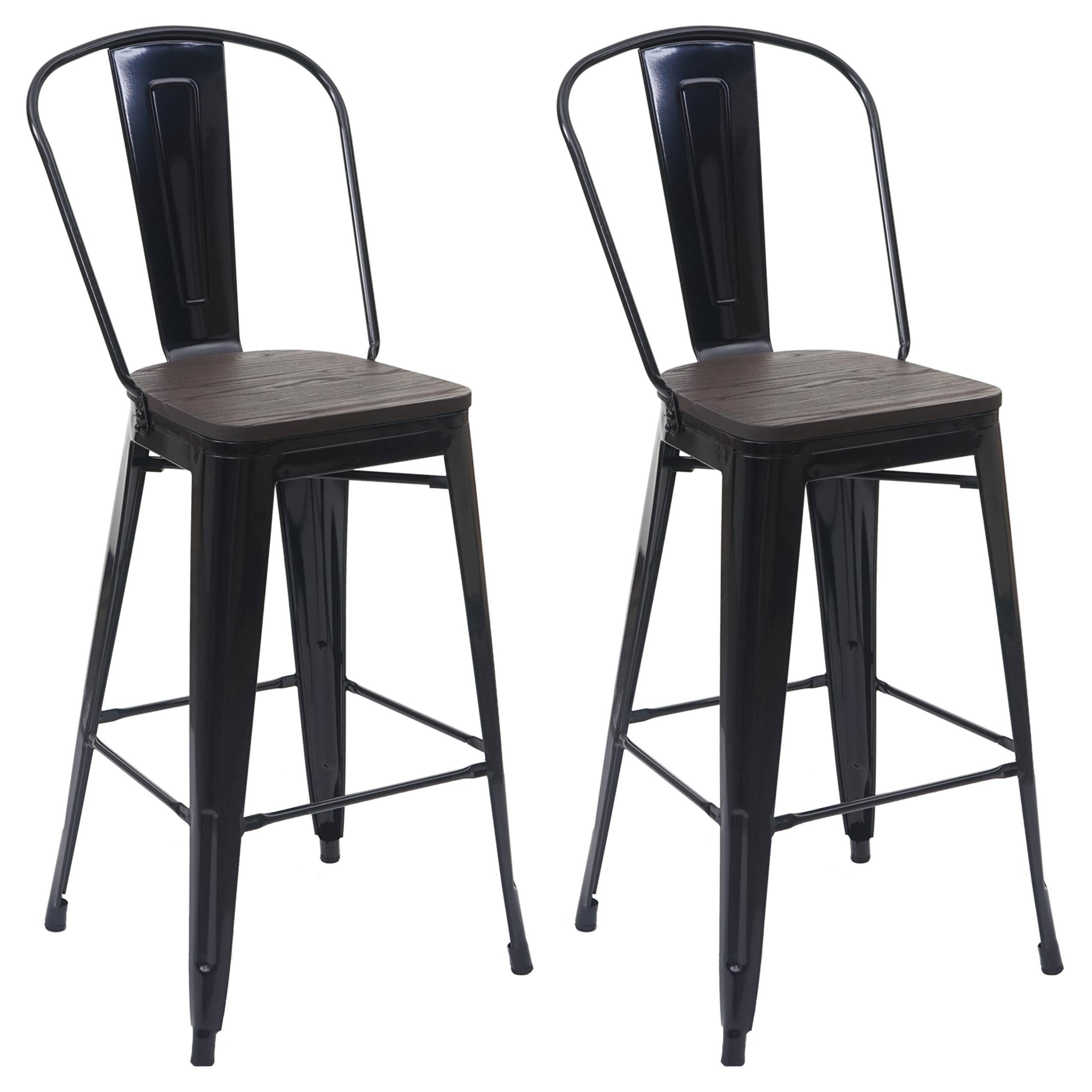 BARHOCKER METALL Schwarz 2er Set-Set - Schwarz, Holz (50/117/45cm) - MCW