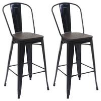 BARHOCKER METALL Schwarz 2er Set-Set - Schwarz, Holz (50/117/45cm) - MCW