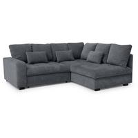 ECKSCHLAFSOFA Ramo mit Bettkasten, Topper gratis, Dunkelgrau, rechts - Dunkelgrau/Schwarz, Textil (229/190cm) - Beautysofa