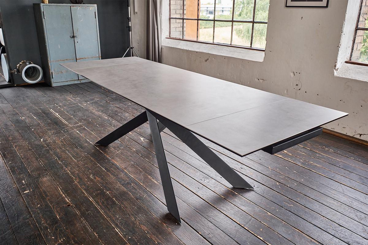 ESSTISCH NOLDOR Grau Glas - Schwarz/Grau, Glas/Metall (90/180/76cm) - KAWOLA