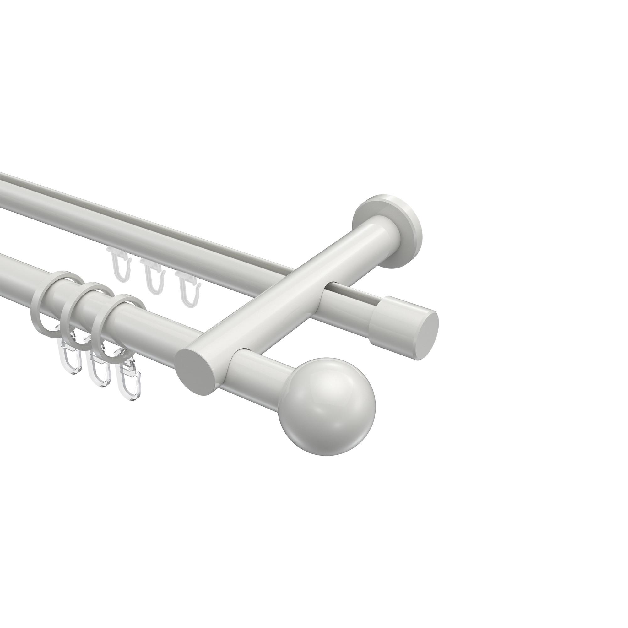 GARDINENSTANGE RUNDROHR-INNENLAUF Platon Luino 320 cm (geteilt in 2 x 160 cm), 2-läufig, 20 mm Ø Weiß - Weiß, Metall (320cm) - INTERDECO