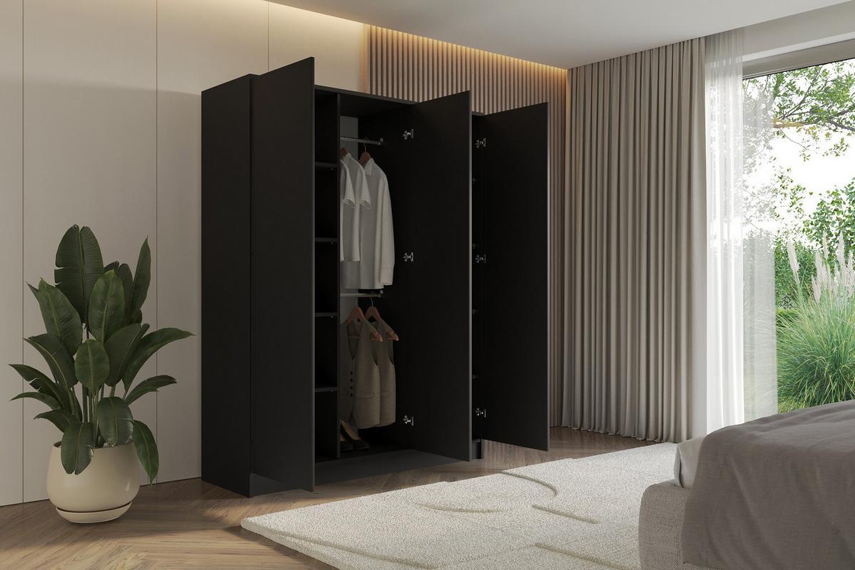 KLEIDERSCHRANK - GALA - 150 - Schwarz - Schwarz, Holzwerkstoff (150/200/51cm) - ALTDECOR