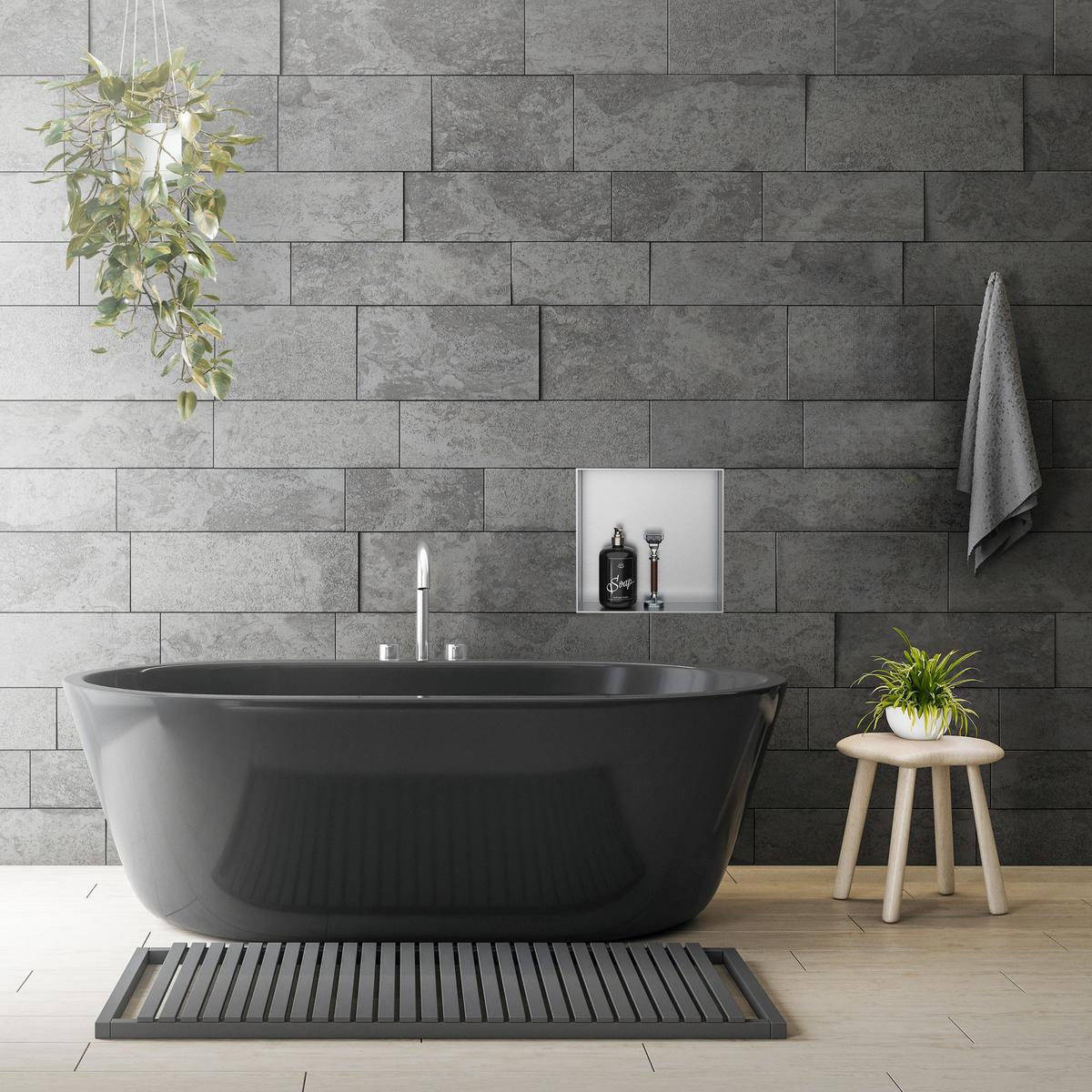 DUSCHNISCHE Silber 30/30 cm - Silberfarben, Metall (30/30/10cm) - LuxeBath