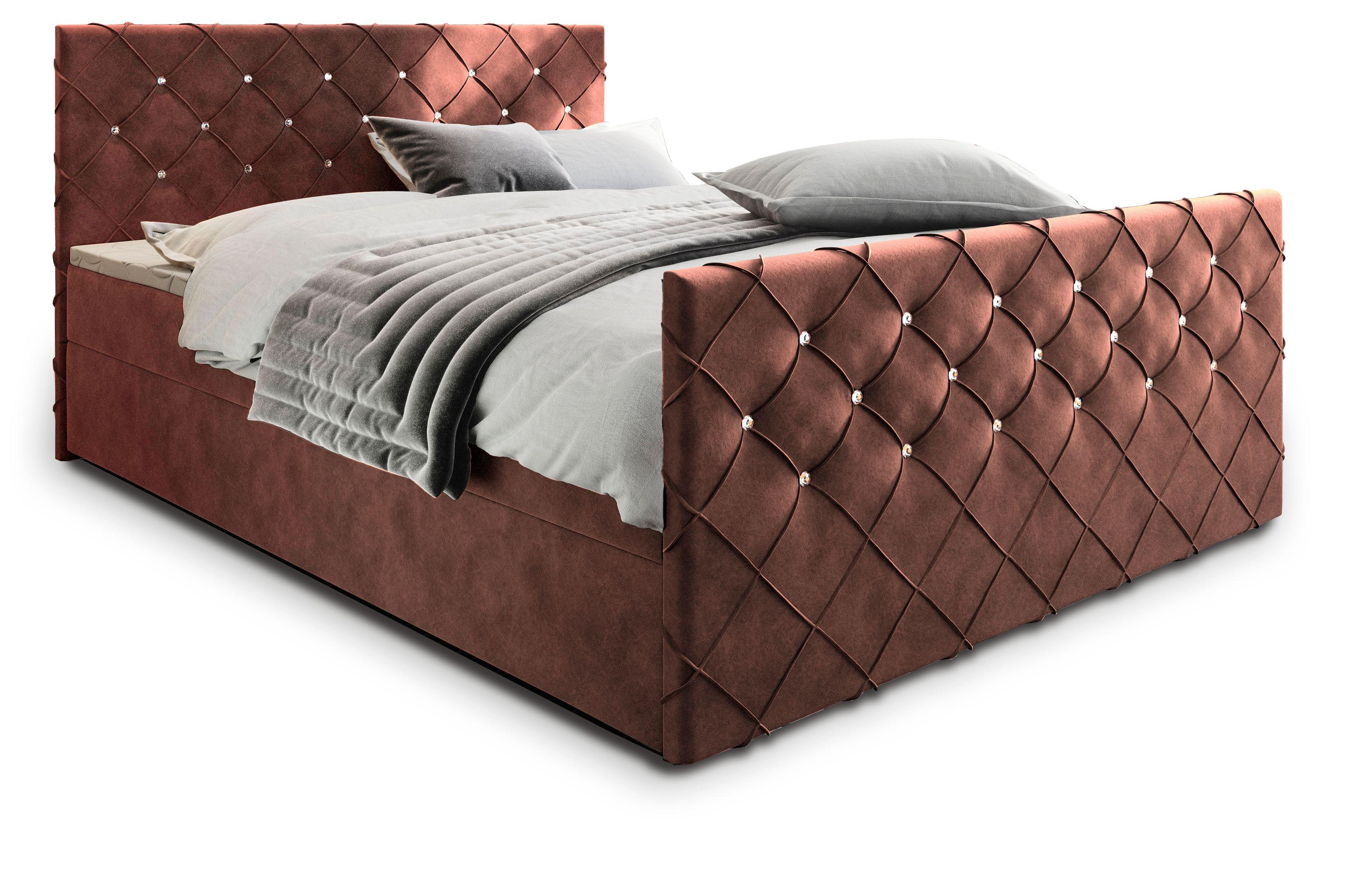 BOXBETT MANDI 180x200 cm mit Matratze und Topper - Rosa - Rosa, Holz (180/200cm) - MASSENO