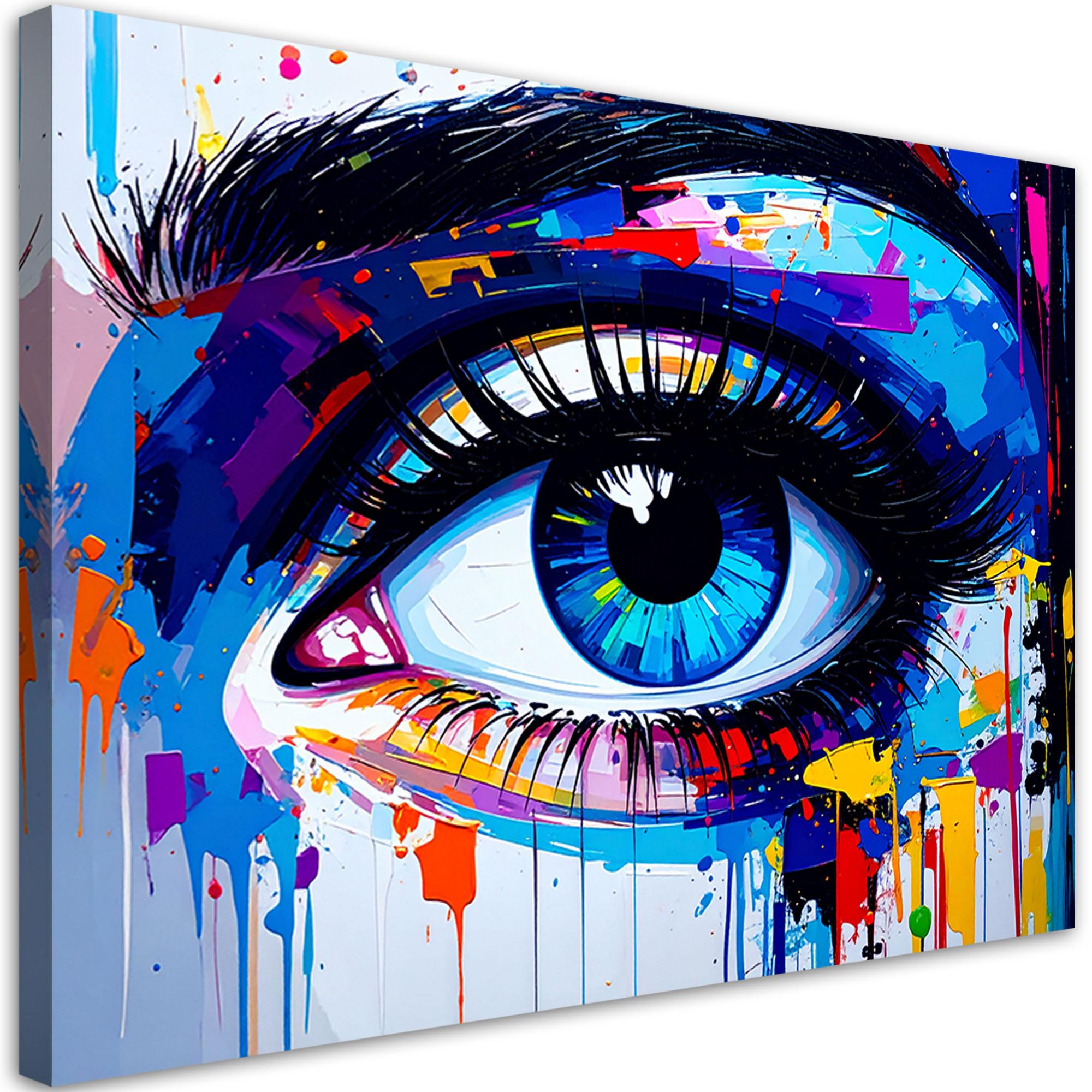 LEINWANDBILD Porträt Auge Frauen Abstrakt 120x80cm - Multicolor, Textil (120/80cm) - Feeby