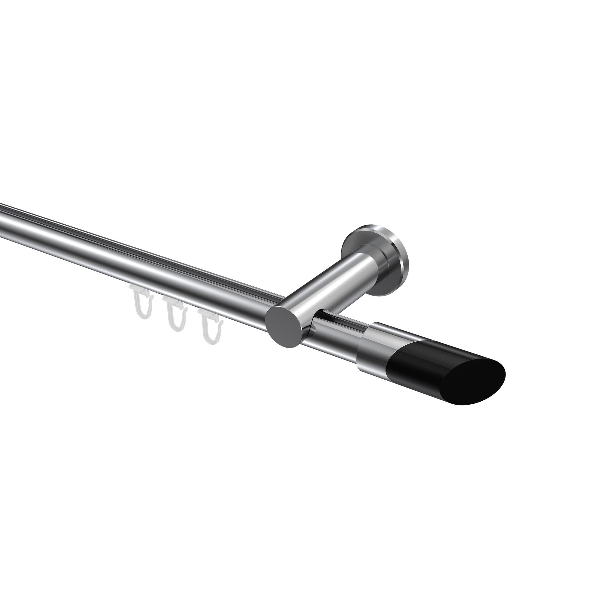 GARDINENSTANGE INNENLAUF Platon Verano 480 cm (geteilt in 3 x 160 cm), 1-läufig, 20 mm Ø Chrom - Chromfarben/Schwarz, Metall (480cm) - INTERDECO