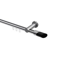 GARDINENSTANGE INNENLAUF Platon Verano 400 cm (geteilt in 2 x 200 cm), 1-läufig, 20 mm Ø Chrom - Chromfarben/Schwarz, Metall (400cm) - INTERDECO
