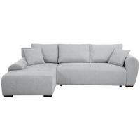 ECKSCHLAFSOFA Dallas mit Bettkasten, 255 cm, Hellgrau, links, Velour-Stoff - Hellgrau, Textil (255/175cm) - Beautysofa