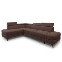 ECKSOFA AVISE Q L-S Braun Boucle-Stoff mit Schlaffunktion - Braun, Holzwerkstoff/Textil (268/195cm) - MASSENO