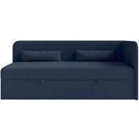 JUGENDBETT Calmmo Dunkelblau mit Chenille-Bezug, Kopfteil rechts - Dunkelblau, Textil (90/200cm) - Selsey
