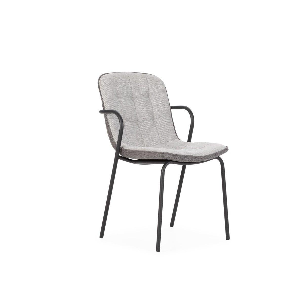 STÜHLE 4er-Set aus Stoff mit Metallbeinen 59/46/51 cm - Hellgrau, Textil (59/46/75cm) - Calicosy