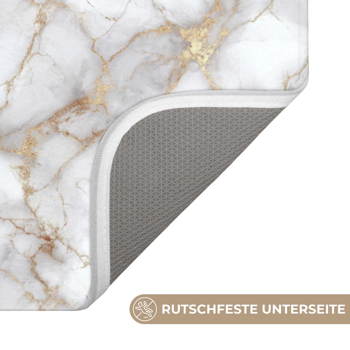 WC-VORLEGER Weiß - Gold - Marmor - Grau Toilettenvorleger 55x60 cm - Weiß, Textil (55/1cm) - OnlyWow