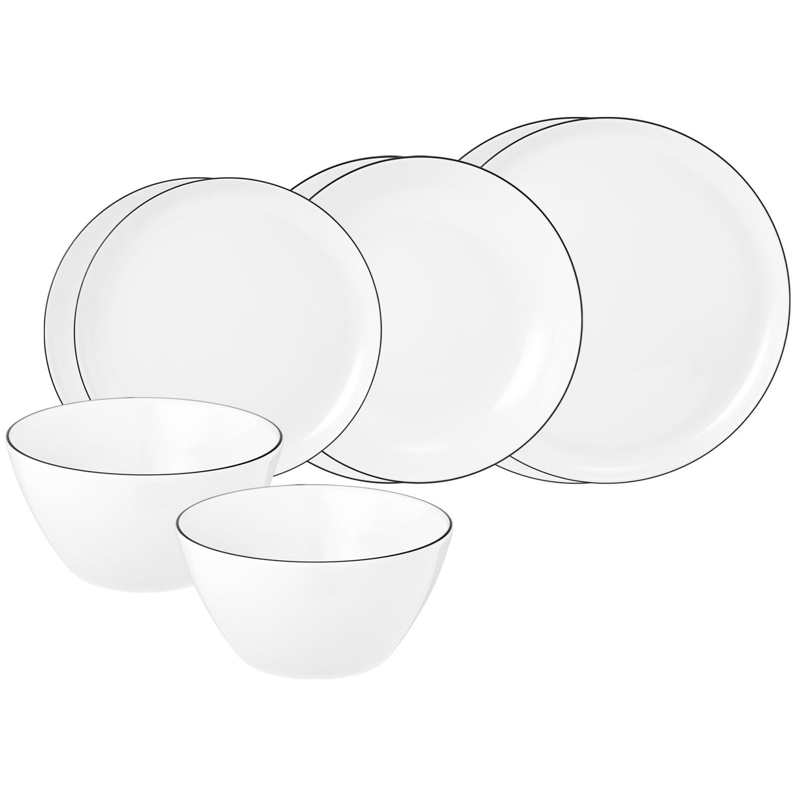EINSTEIGER-SET Lido Black Line weiß 8-tlg. - Weiß, Keramik (2/2/2cm) - Seltmann Weiden