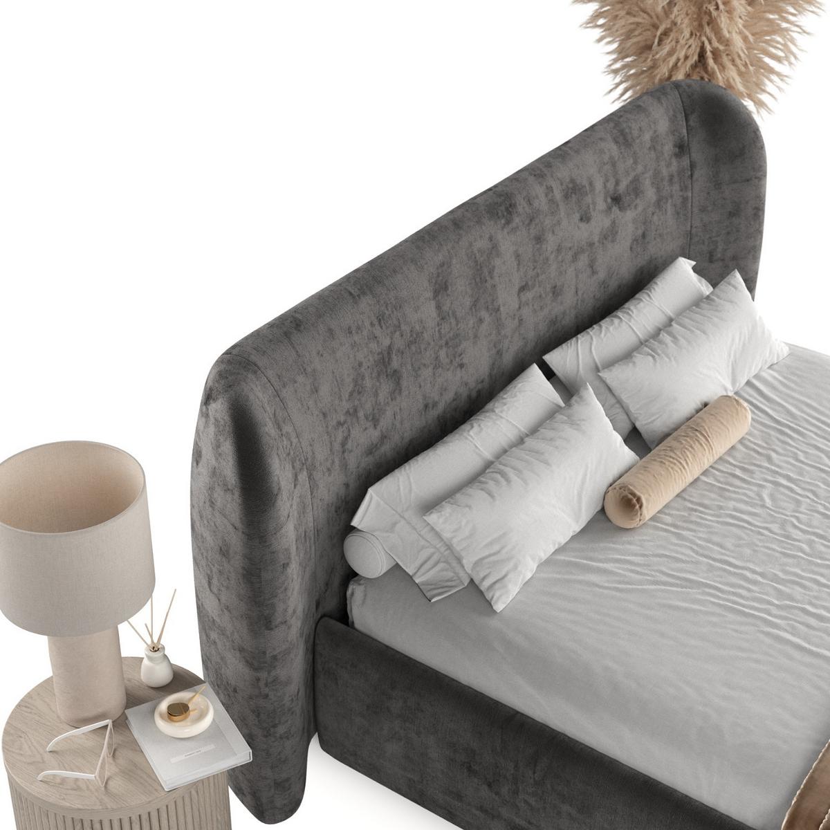 POLSTERBETT Bellano mit Stauraum 160/200 cm Stahl im Lotta Stoff - Graphitfarben/Schwarz, Holz/Holzwerkstoff (160/200cm) - AltaBeds