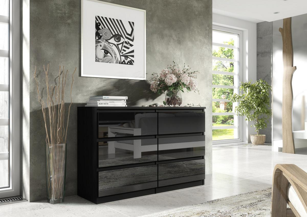 KOMMODE Schwarz, Hochglanz 120/79/39 - Schwarz Hochglanz/Schwarz, Holzwerkstoff (120/79/39cm) - RAUMHIRSCH FURNITURE