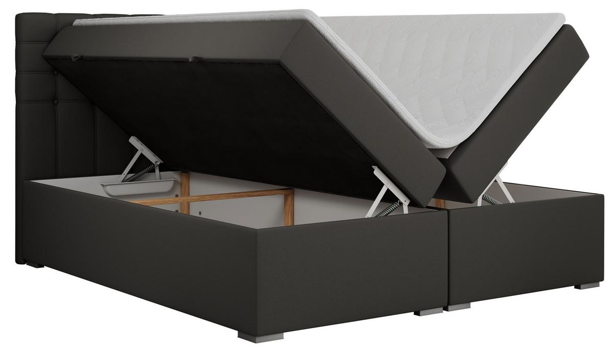 BOXBETT SUSAN 200/200 Dunkelgrau Kunstleder - H3 - Dunkelgrau, Holz/Textil (200/200cm) - MKS
