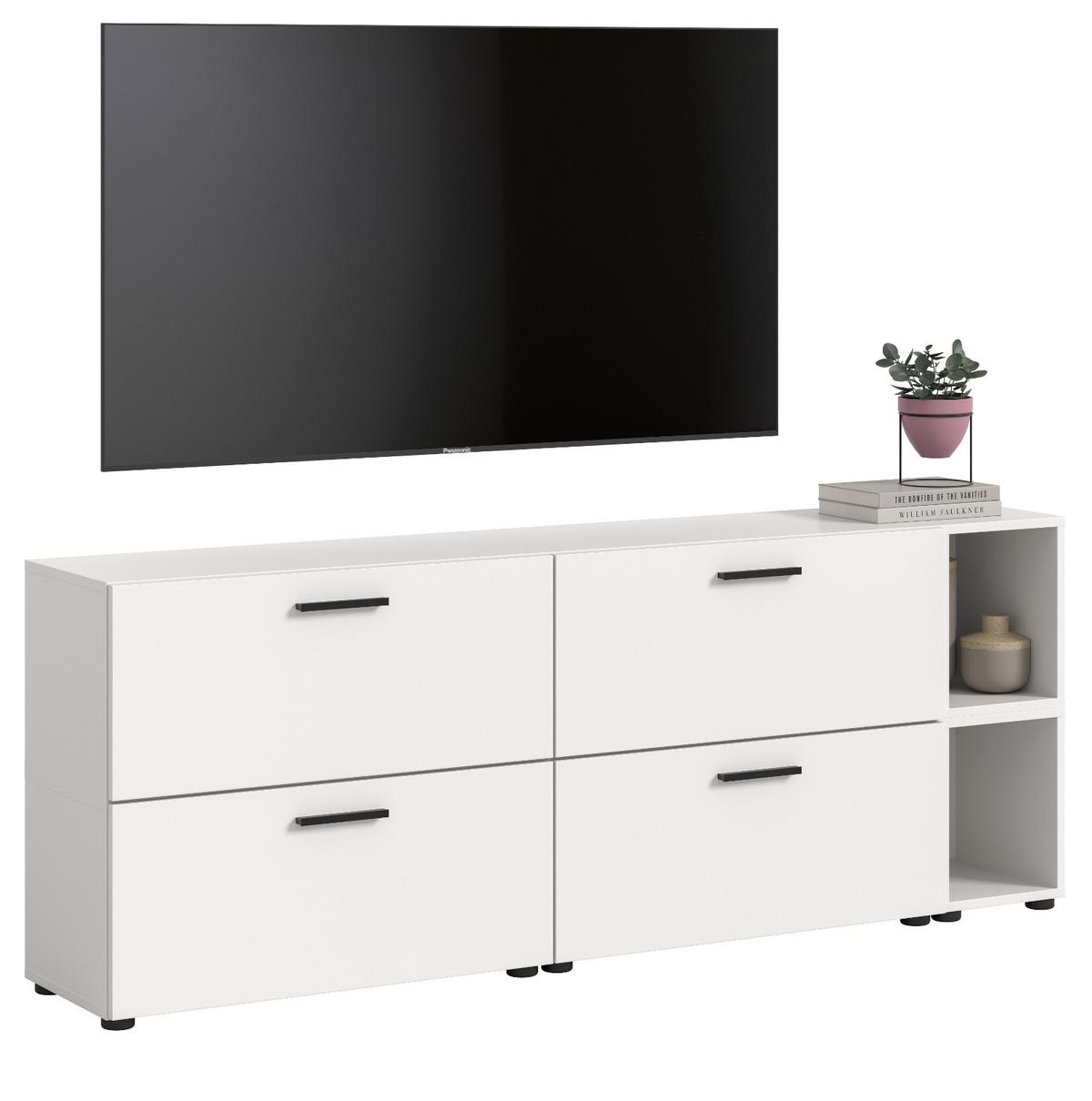 TV-LOWBOARD weiß 176 cm, Fernsehtisch hängend / stehend - Schwarz/Weiß, Holzwerkstoff/Kunststoff (176/67/34cm) - Inn.Furn