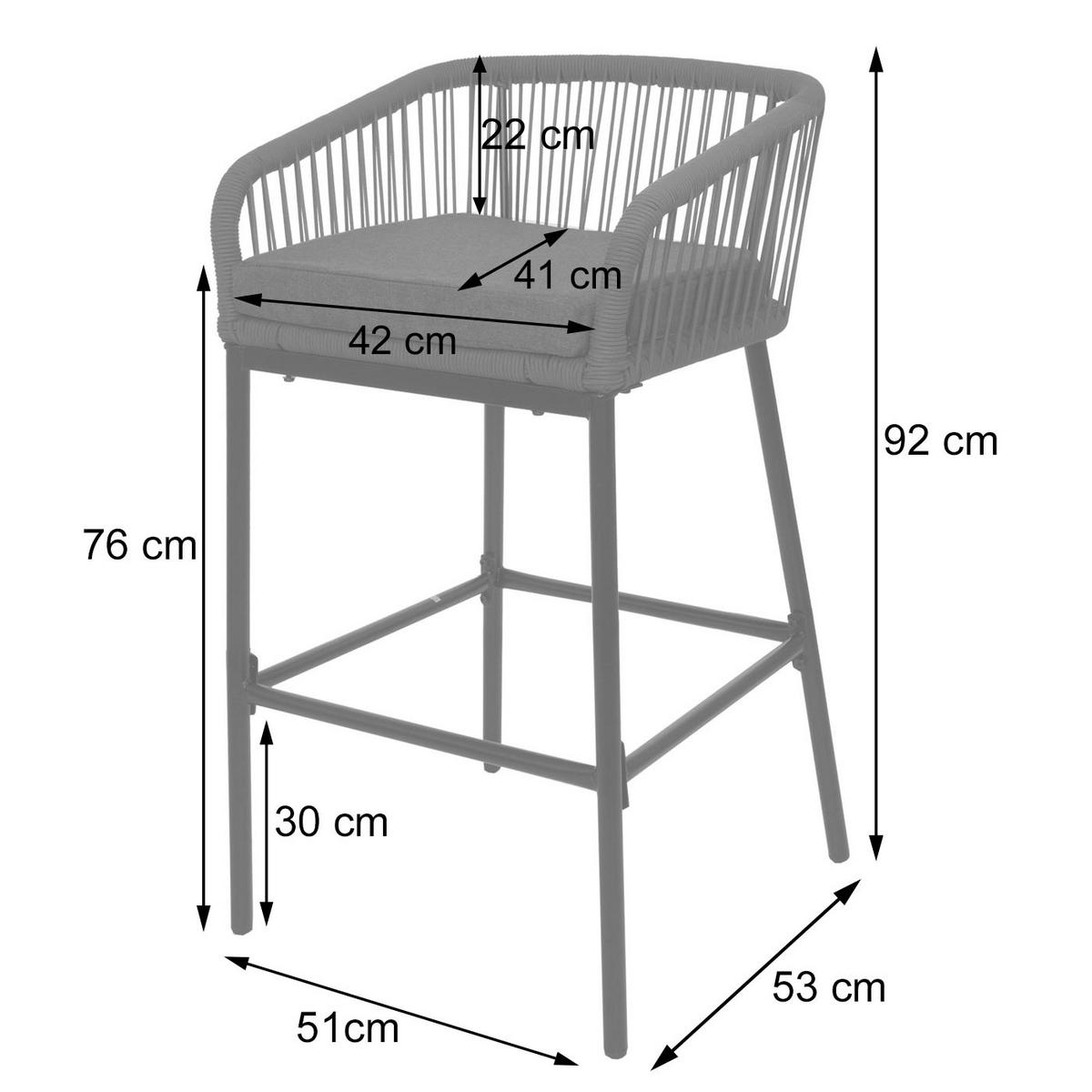 BARHOCKER Hellgrau, Taupe - Taupe/Hellgrau, Metall (51/92/53cm) - MCW